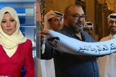 اعتقال المديعة الجزائرية خديجة بن قنة في قناة الجزيرة مفبركة صورة الملك محمد السادس